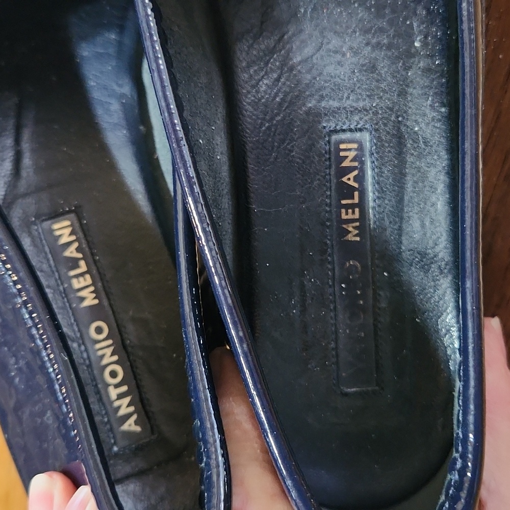 ANTONIO MELANI Navy Patent Leather Penny Loafers - Picture 6 of 6